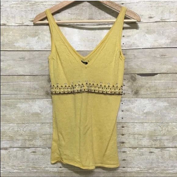 Vintage J. Crew beaded double v-neck sleeveless wool sweater XS - Picture 2 of 8